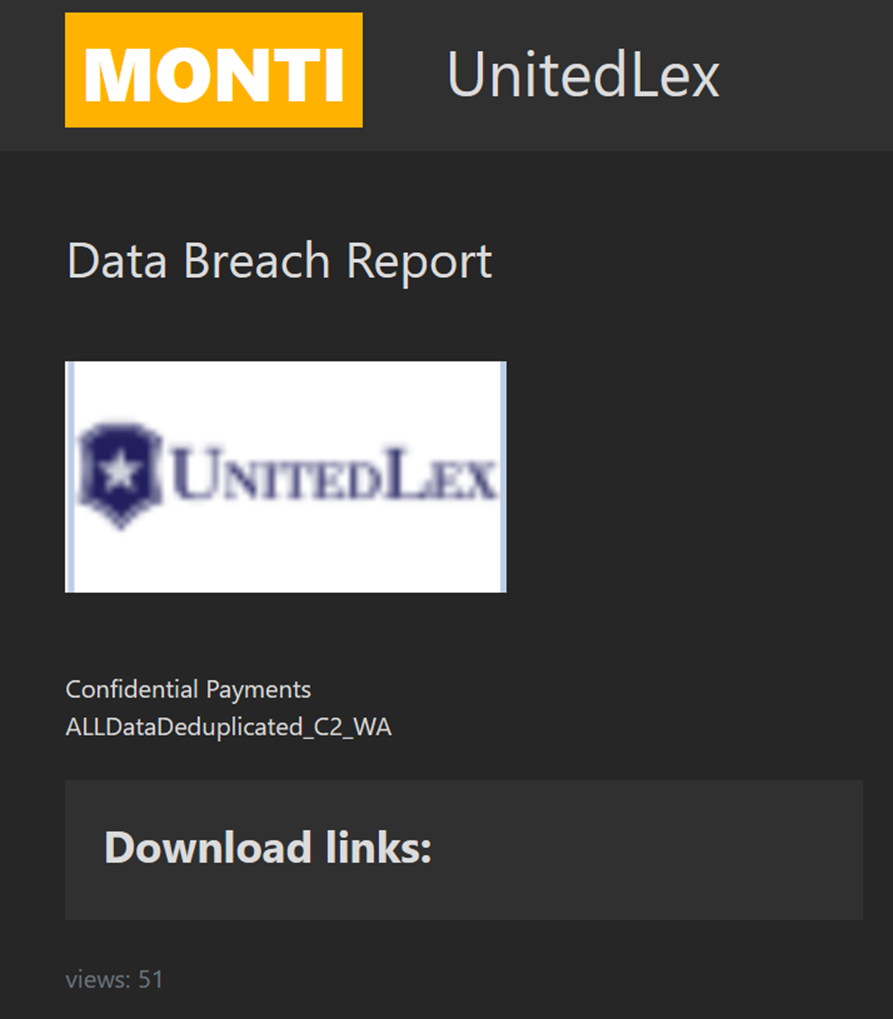 Monti Added Unitedlex To Their Leak Site