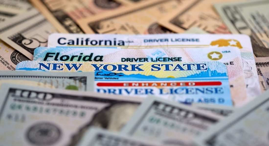 images of driver's licenses and cash